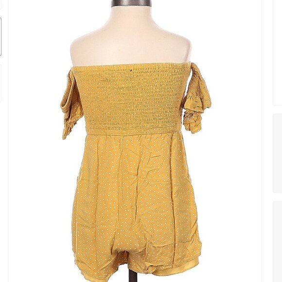 BLUE Rain Yellow & White Off Shoulder Romper Size XS - Picture 2 of 3